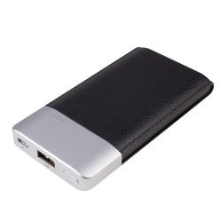 4000 mAh Leather Style Ultra Compact Portable Charger External Battery Power Bank (Black)